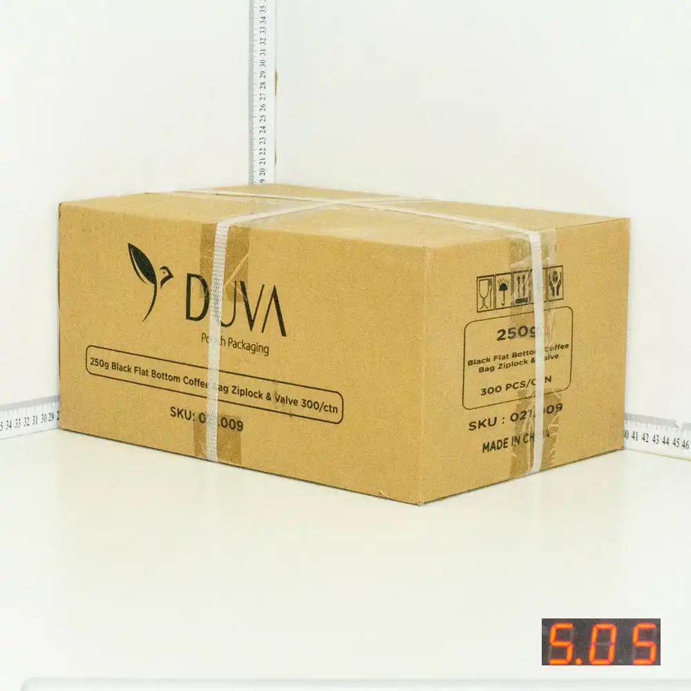 250g Black Flat Bottom Ziplock Valve Bag 300/ctn