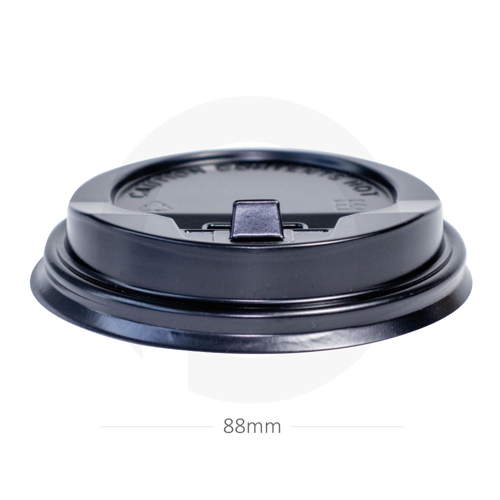 88mm PS Plastic Black with Cap Lid 1000/ctn