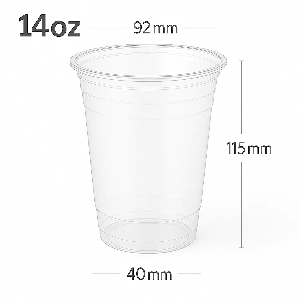 14oz/92mm PET Plastic Cup 1000/ctn