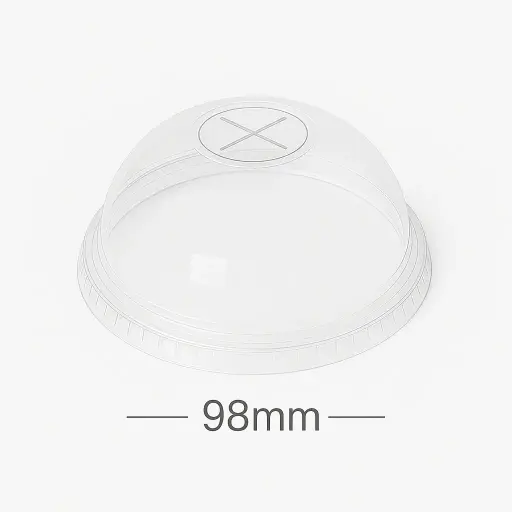 [012046] 98mm PET Plastic X hole Dome Lid 1000/ctn