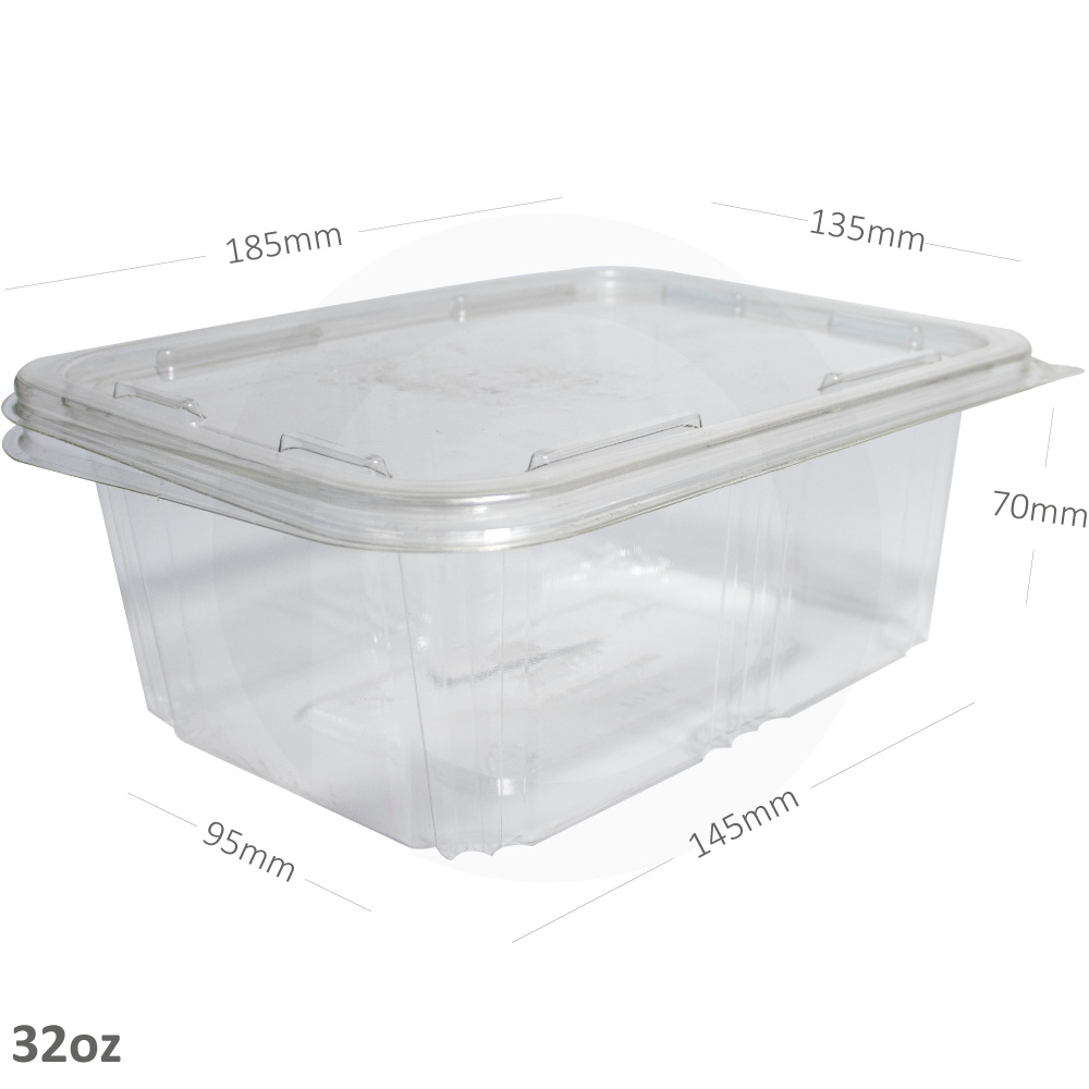 32oz PET Plastic Box With  Clear Lid 200/ctn