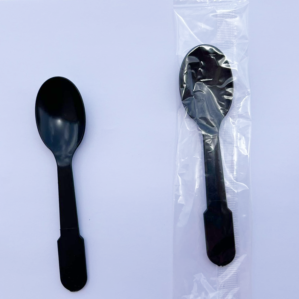 Ice Cream Black Plastic Spoon Film Wrap 1000/ctn