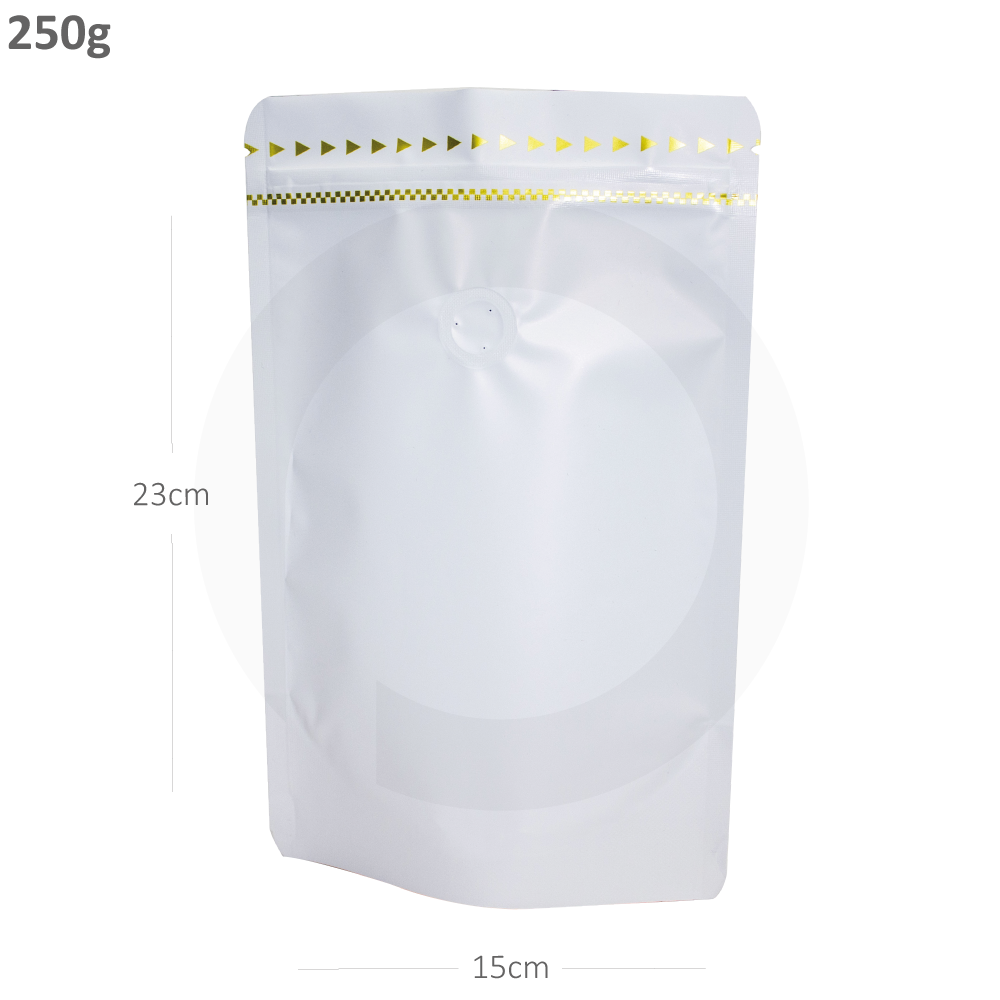 250g White Stand Up Ziplock Valve Bag 300/ctn