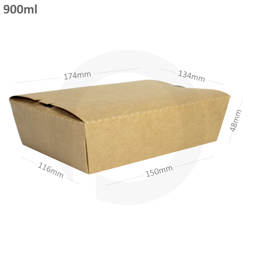 900ml Kraft Paper Lunch Box 200/ctn