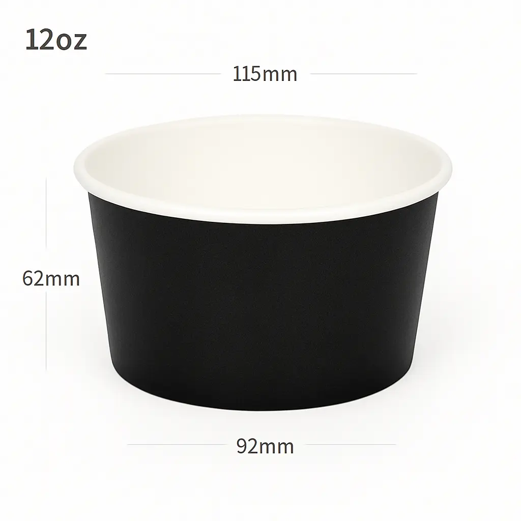 Black - 12oz White Paper Soup Cup 500/ctn