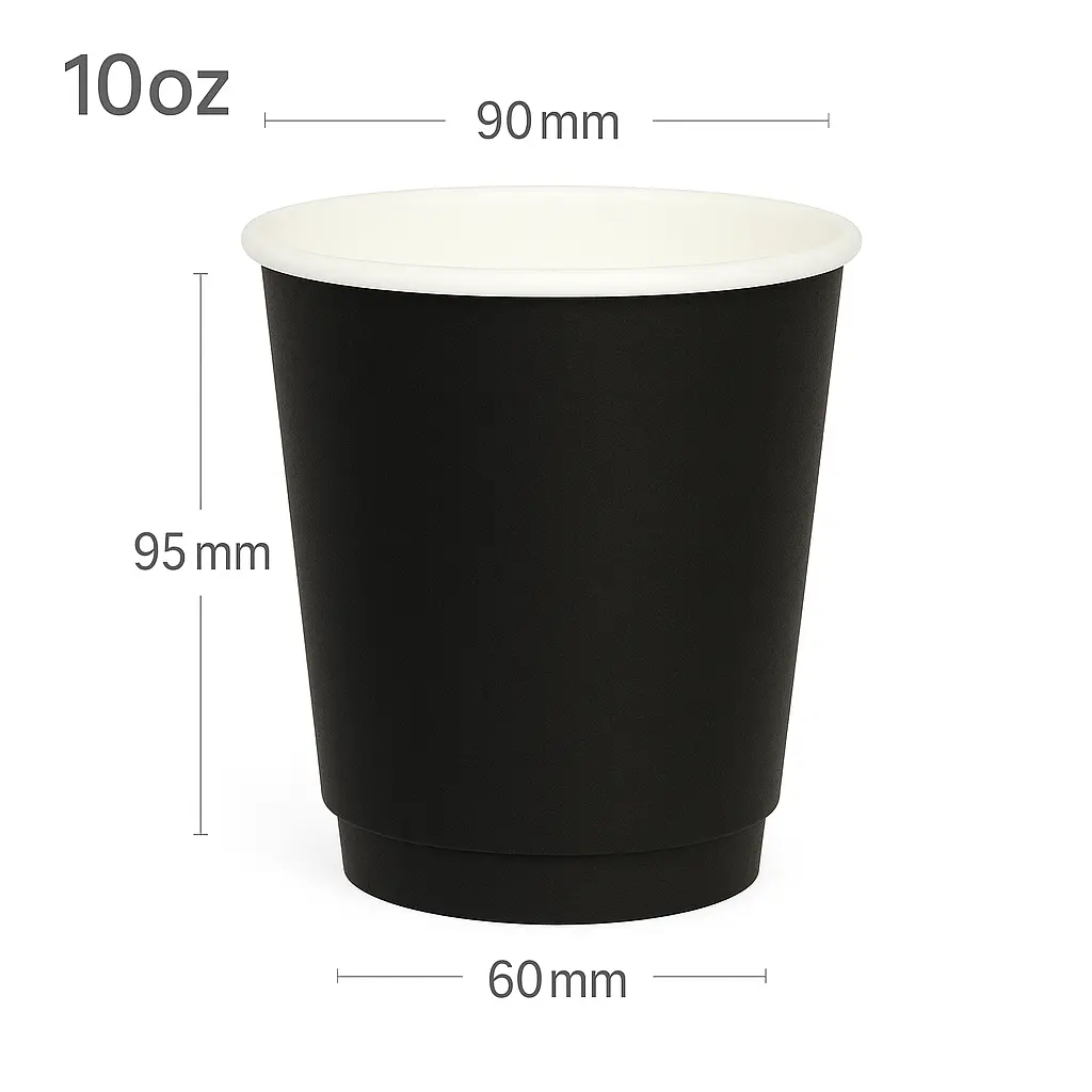 Black - 10oz Double Wall White Paper Cup 500/ctn