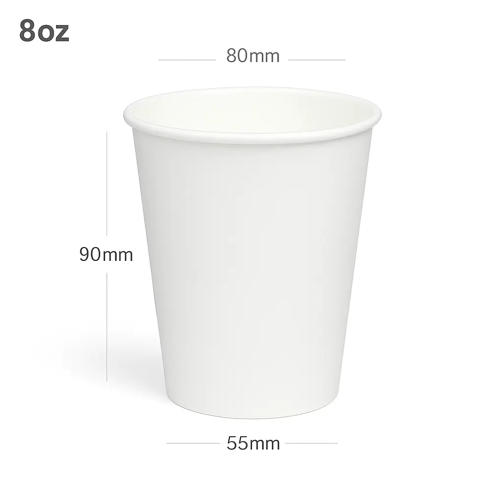 8oz Single Wall White Paper Cup 500/ctn