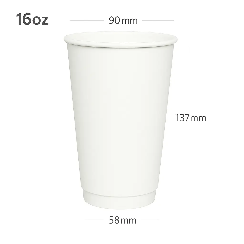 16oz Double Wall White Paper Cup 500/ctn