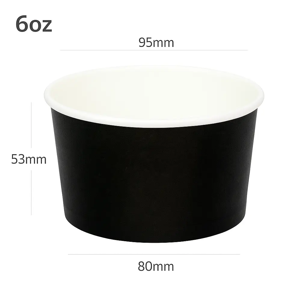 Black - 6oz White Paper Ice Cream Cup 1000/ctn