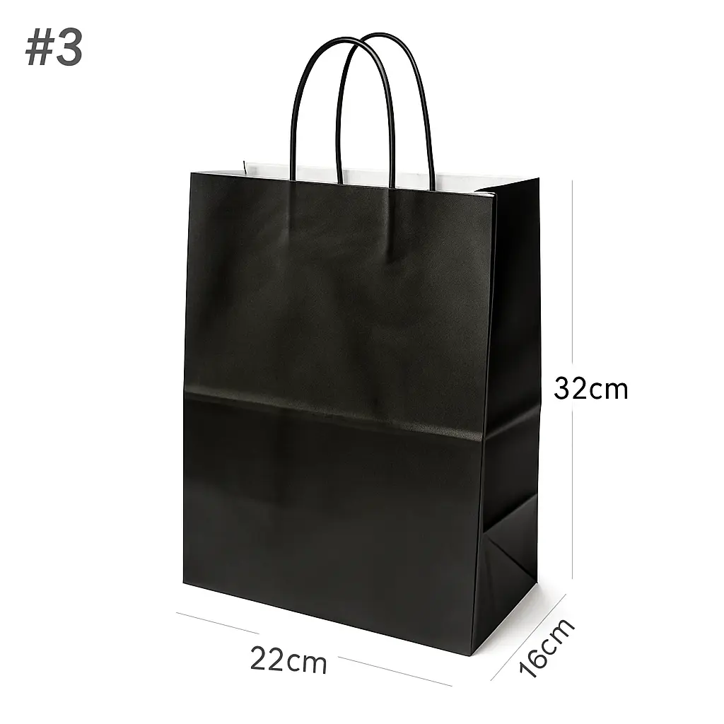 Black - #3 White Paper Twisted Handle Bag 200/ctn