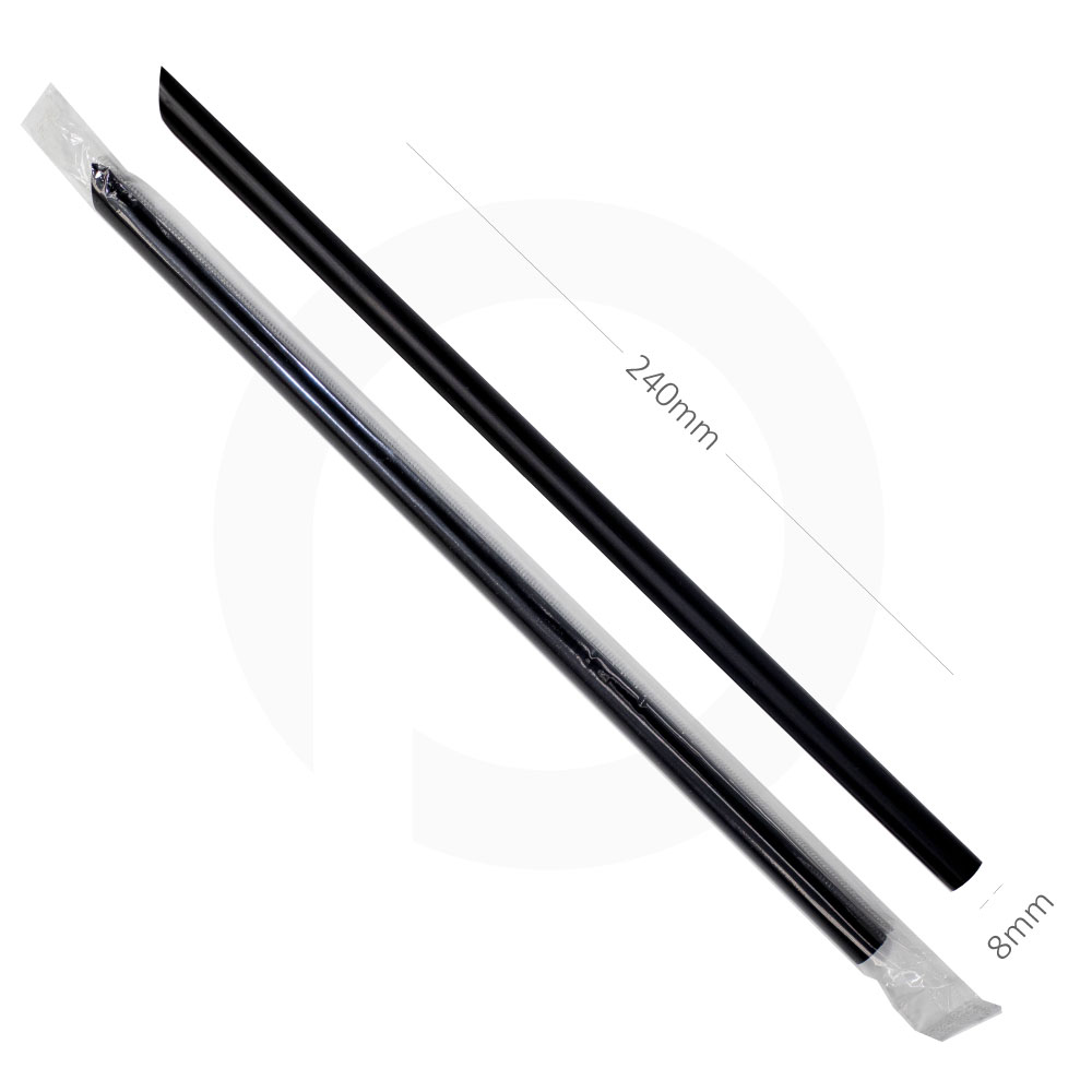 8x240mm Black Spike Straw Film Wrap 4000/Ctn