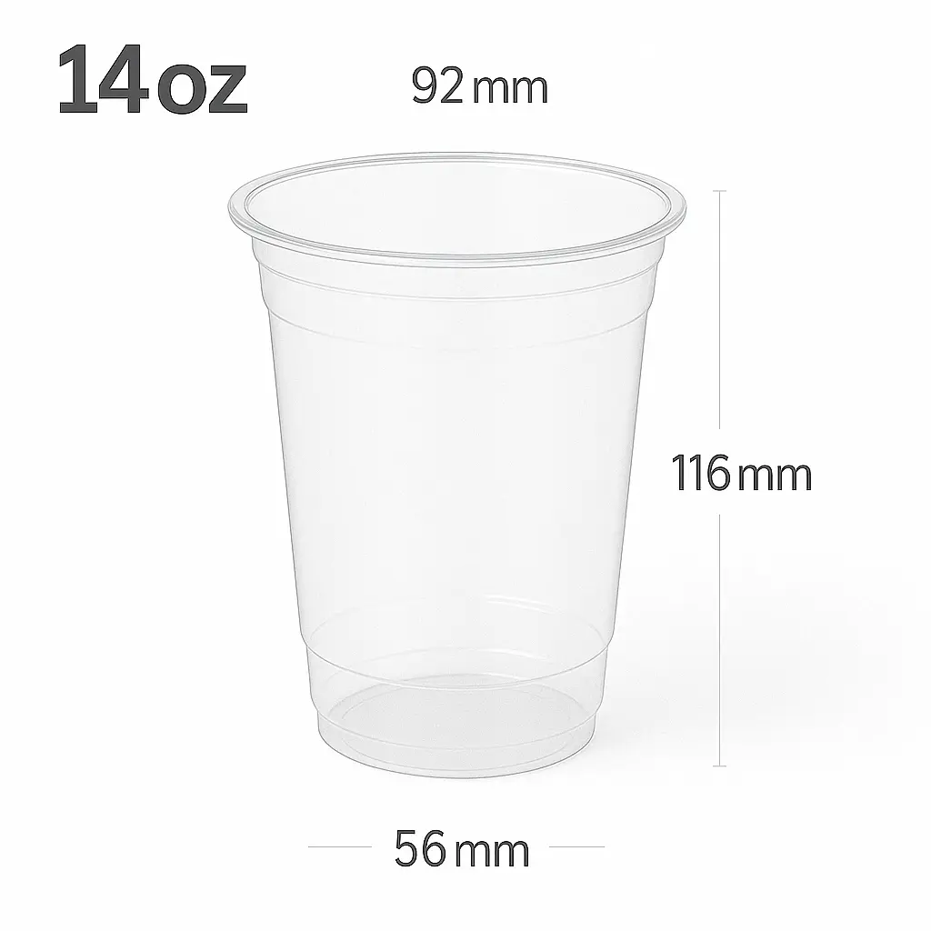 [029008] 14oz/92mm PET Plastic Cup 1000/ctn