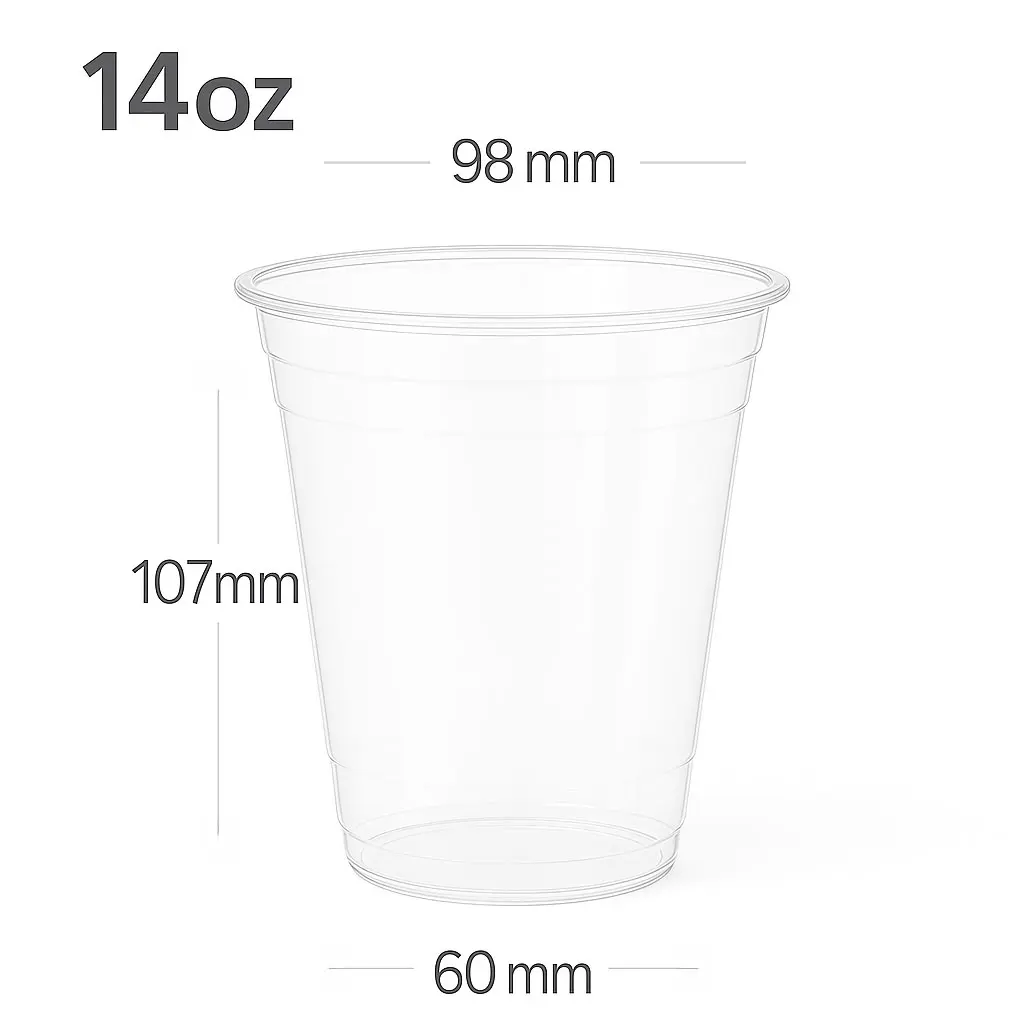 [002.021] 14oz/98mm PET Plastic Beverage  Cold Cup 1000/ctn