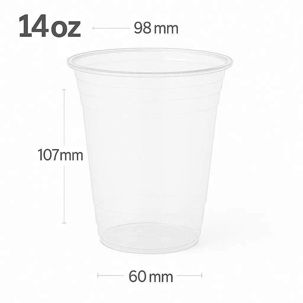[002.021] 14oz/98mm PET Plastic Beverage  Cold Cup 1000/ctn