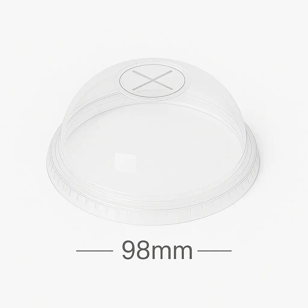 [012046] 98mm PET Plastic X hole Dome Lid 1000/ctn