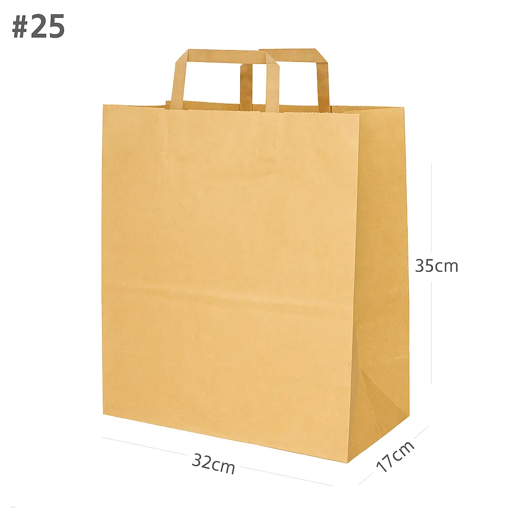 [444009] #25 Kraft Paper Bag Flat Handle 32×17×35Hcm 10kg
