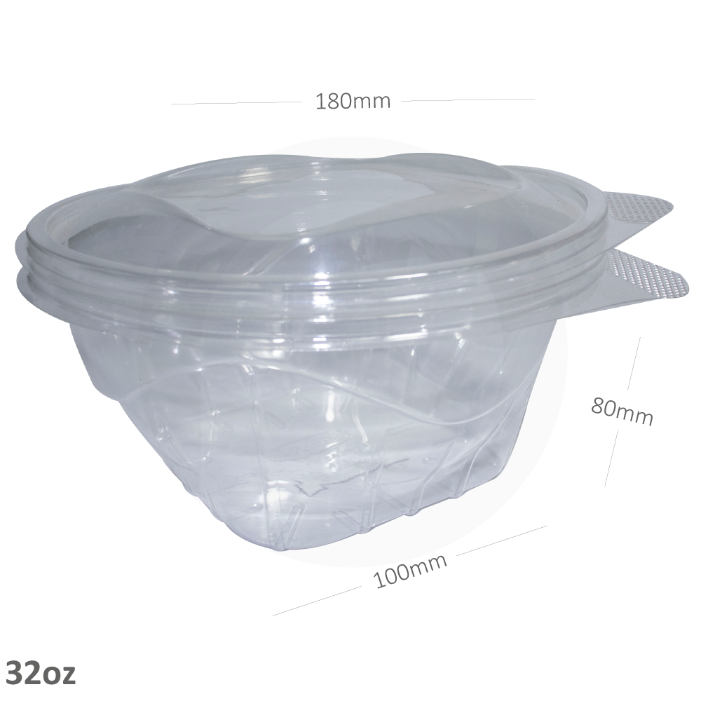 [029009] 32oz Pet plastic Salad bowl Clear With Lid 315/ctn