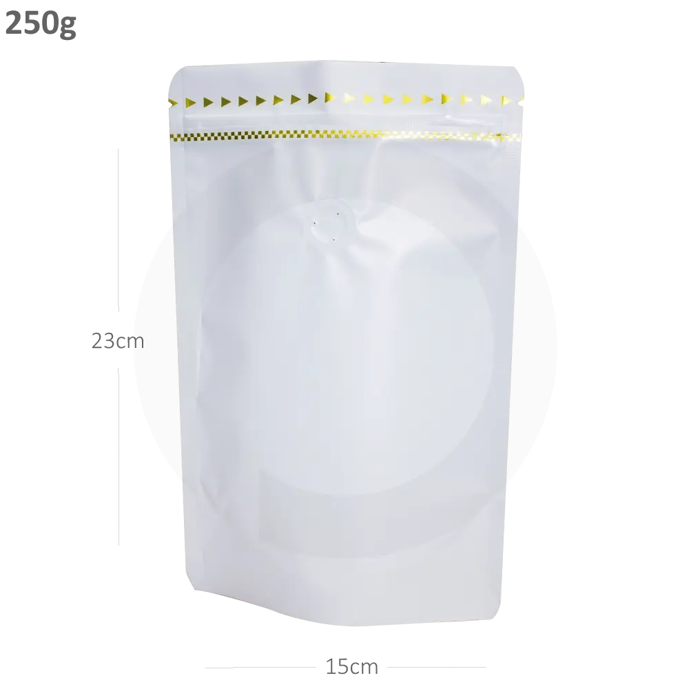 [796003] 250g White Stand Up Ziplock Valve Bag 300/ctn