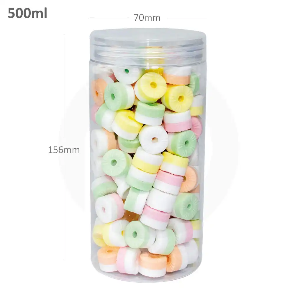 [010061] 500ml/70mm PET Plastic Jar Clear PP Cap 100/ctn