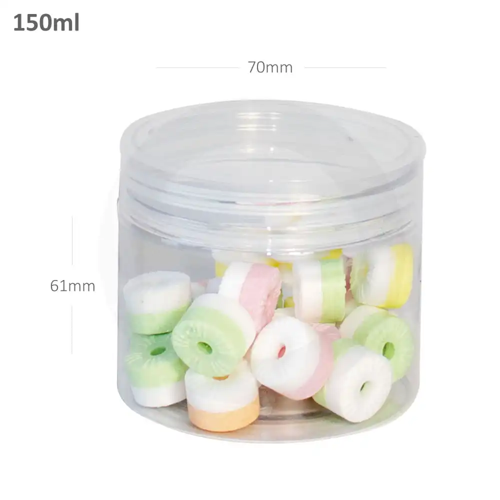 [010066] 150ml/70mm PET Plastic Jar Clear PP Cap 100/ctn