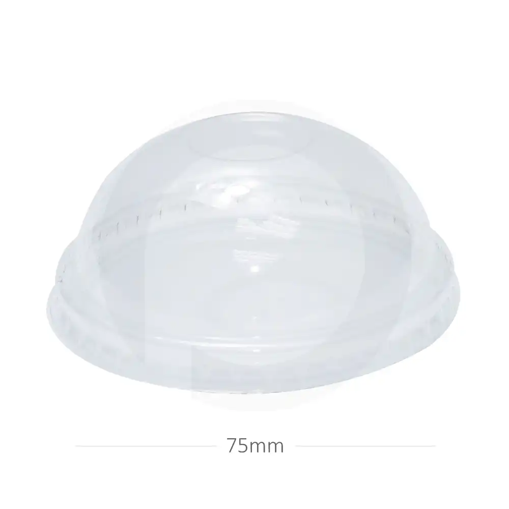 [051003] 75mm PET Plastic No Hole Dome Lid 1000/ctn