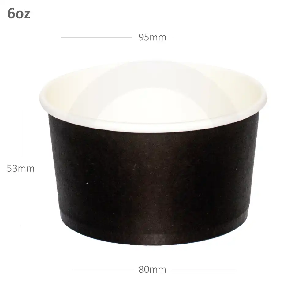 [051005] Black - 6oz White Paper Ice Cream Cup 1000/ctn