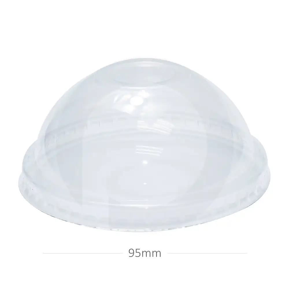[051007] 95mm PET Plastic No Hole Dome Lid 1000/ctn