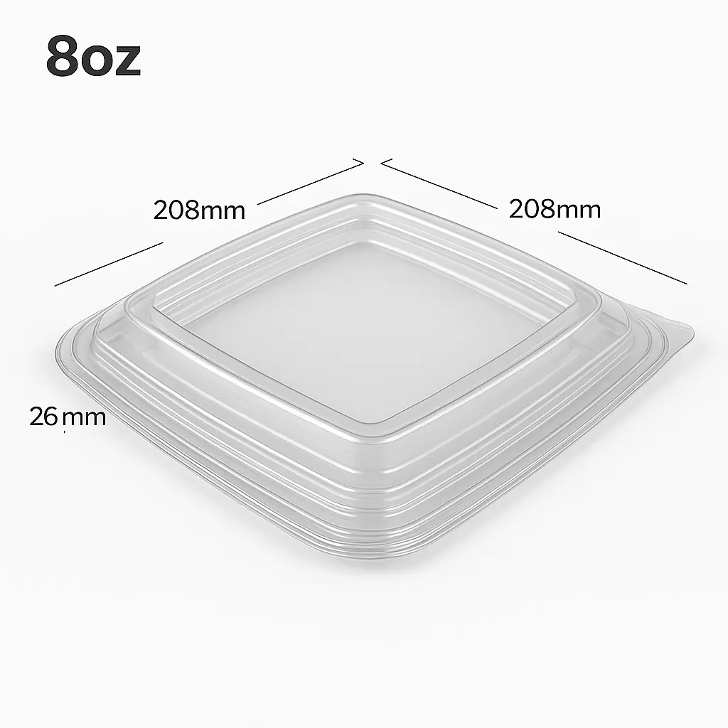 [018008] 208mm PET Plastic Sugarcane Bowl Lid 300/ctn