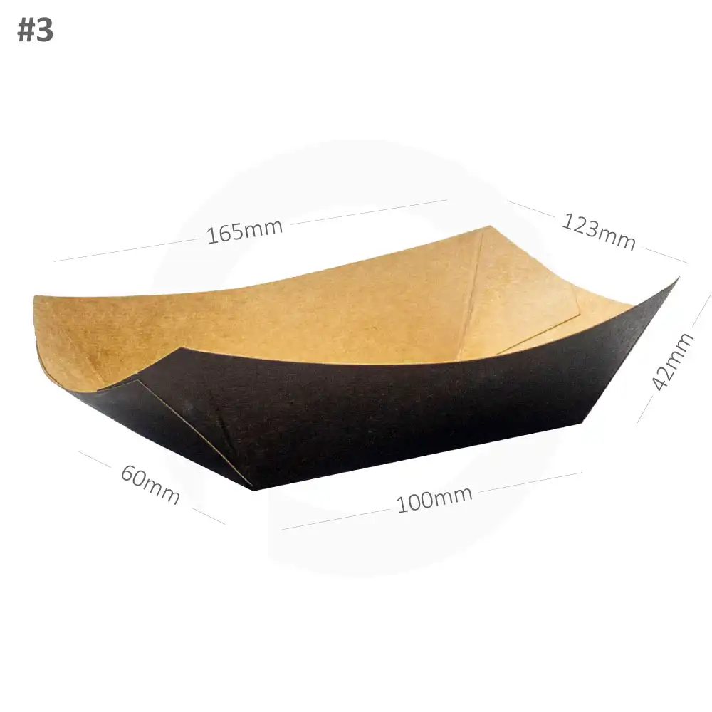 [052009] Black - #3 Kraft Paper Food Tray 500/ctn