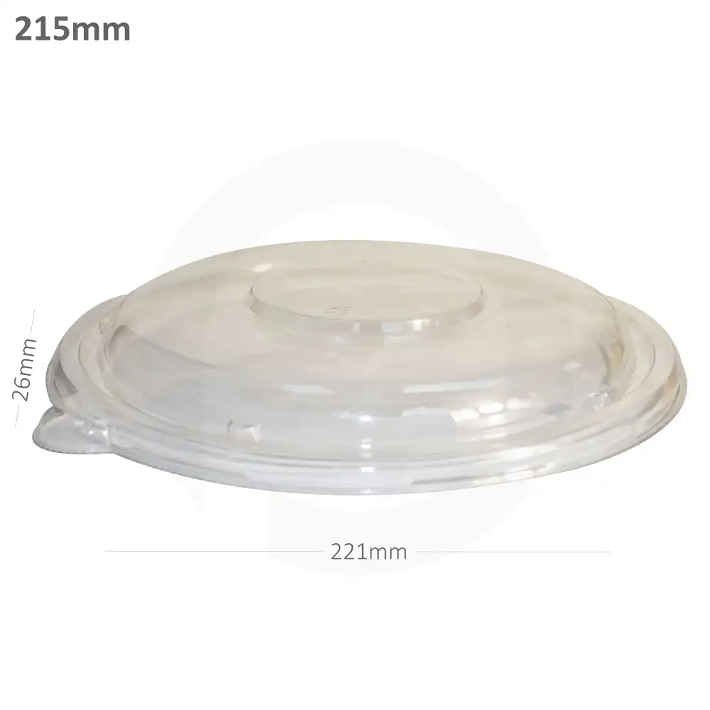 [018006] 215mm PET Plastic Round Sugarcane Bowl Lid 300/ctn
