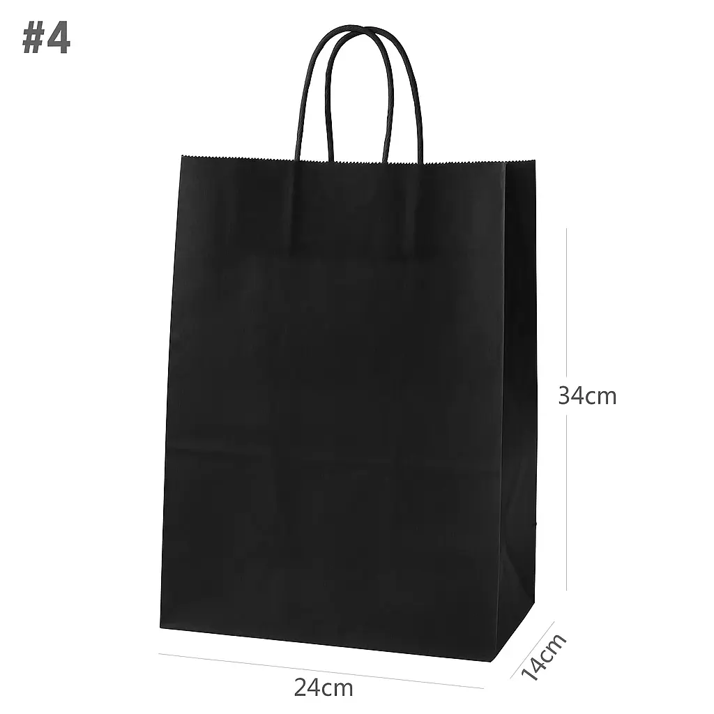 [042029] Black - #4 White Paper Twisted Handle Bag 200/ctn