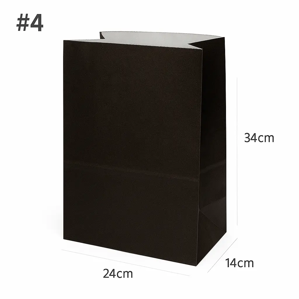 [042043] Black - #4 White Paper No Handle Bag 200/ctn