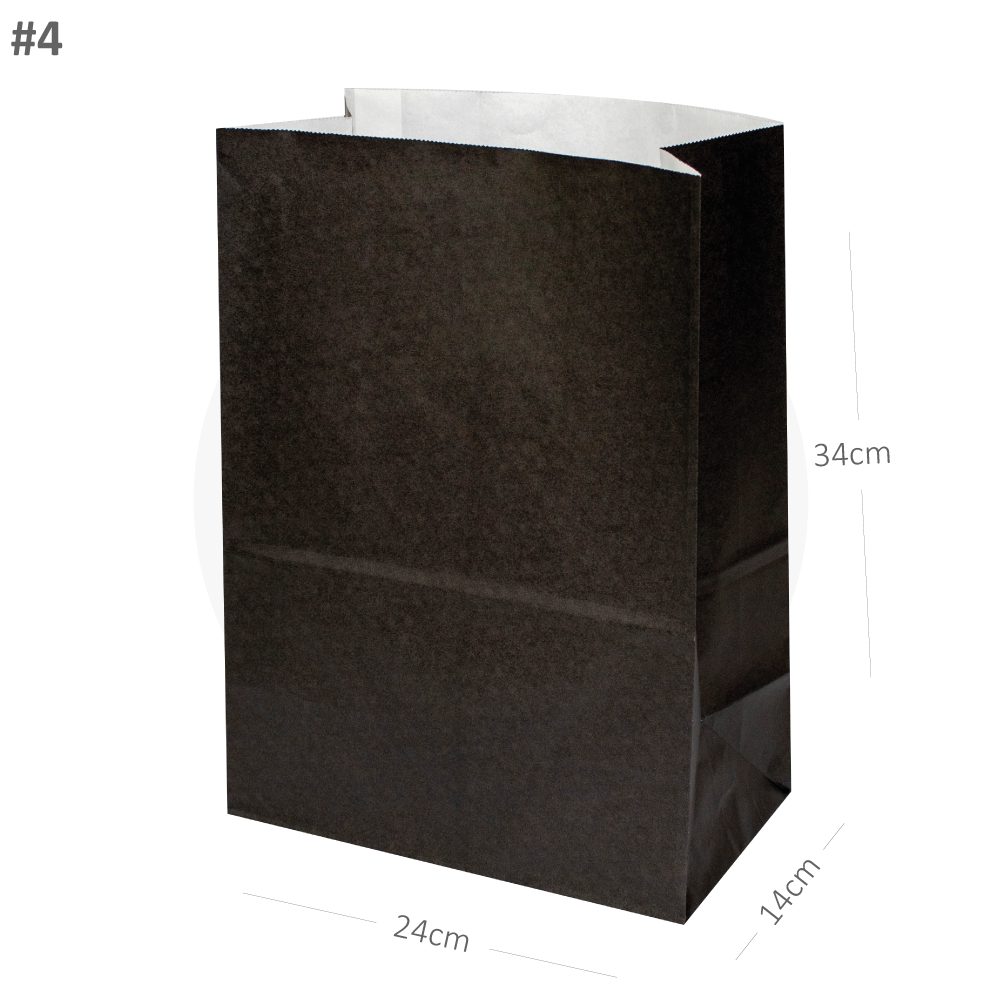 [042043] Black - #4 White Paper No Handle Bag 200/ctn