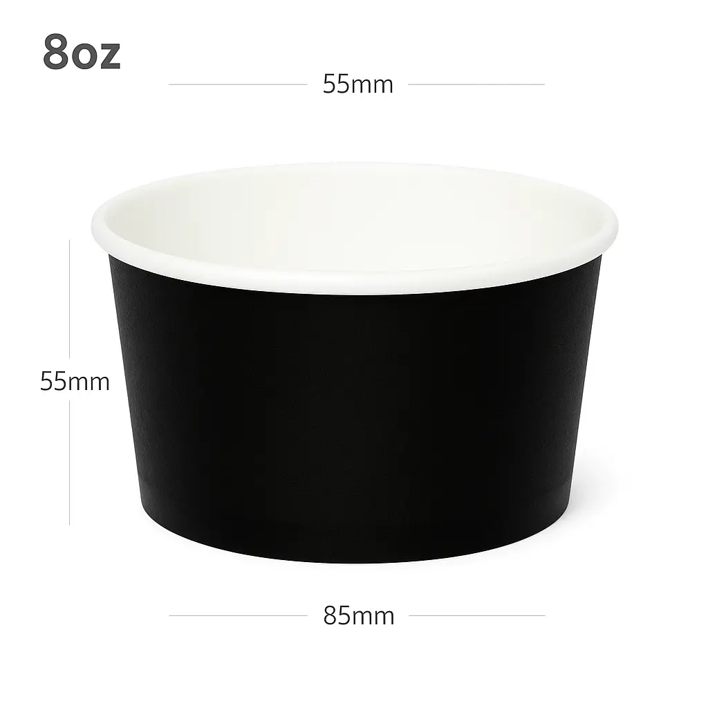 [051018] Black - 8oz White Paper Ice Cream Cup 1000/ctn