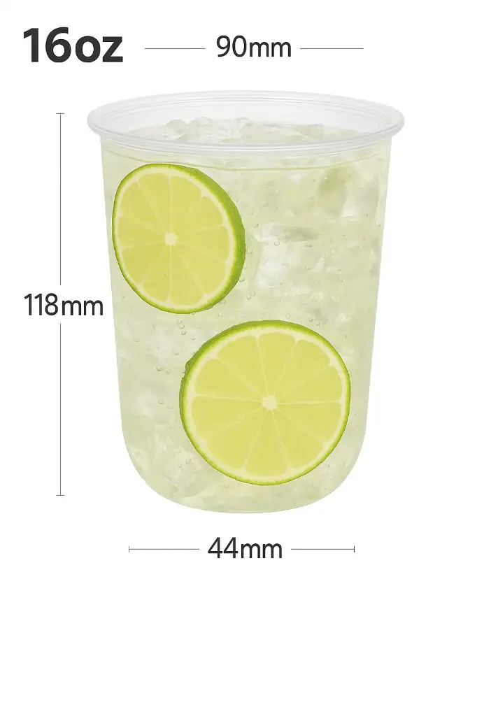 [070007] 16oz/90mm PET Plastic U Shape Cup 1000/ctn
