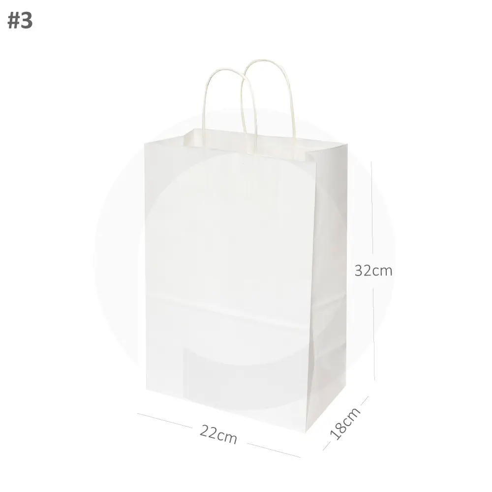 [new037] #3 White Paper Twisted Handle Bag 200/ctn