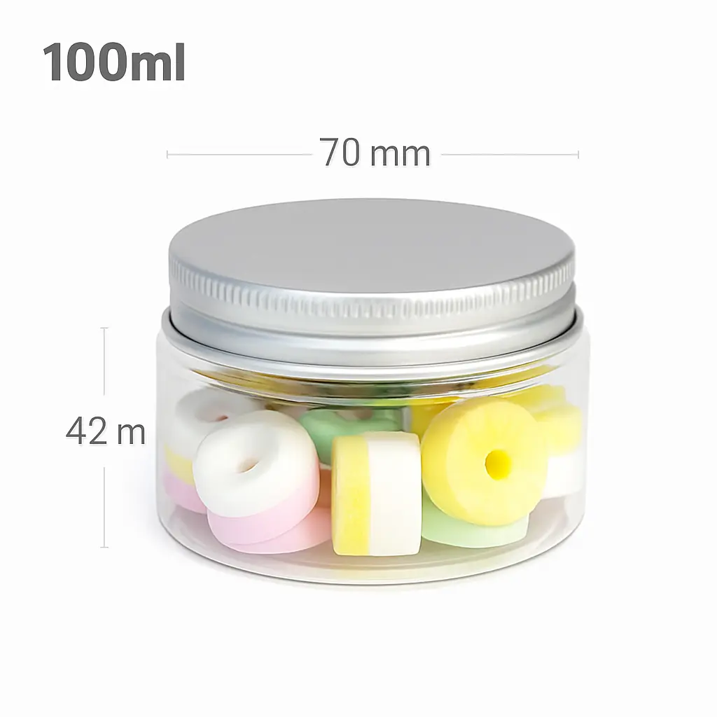 [new159] 100ml/70mm PET Plastic Jar Alu Cap 100/ctn