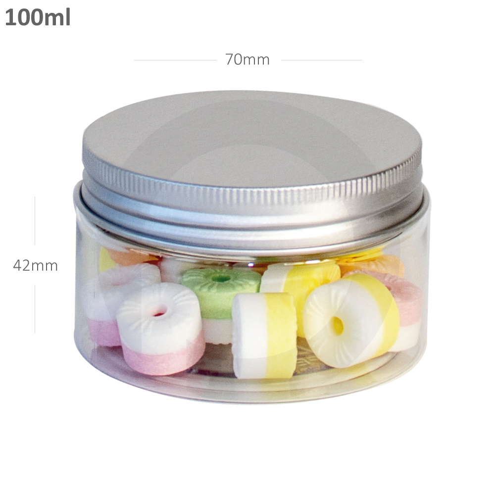 [new159] 100ml/70mm PET Plastic Jar Alu Cap 100/ctn