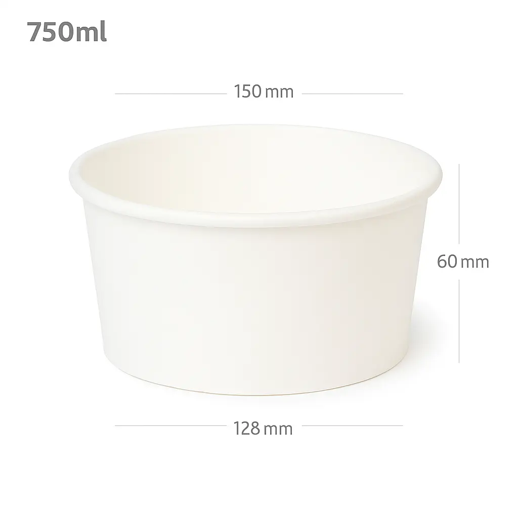 [new173] 750ml White Paper Salad Bowl 300/ctn