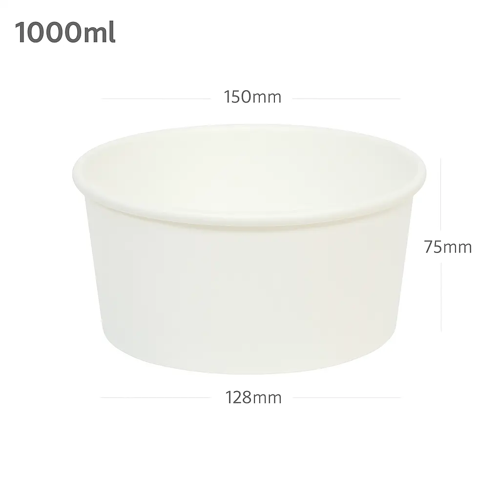 [new174] 1000ml White Paper Salad Bowl 300/ctn