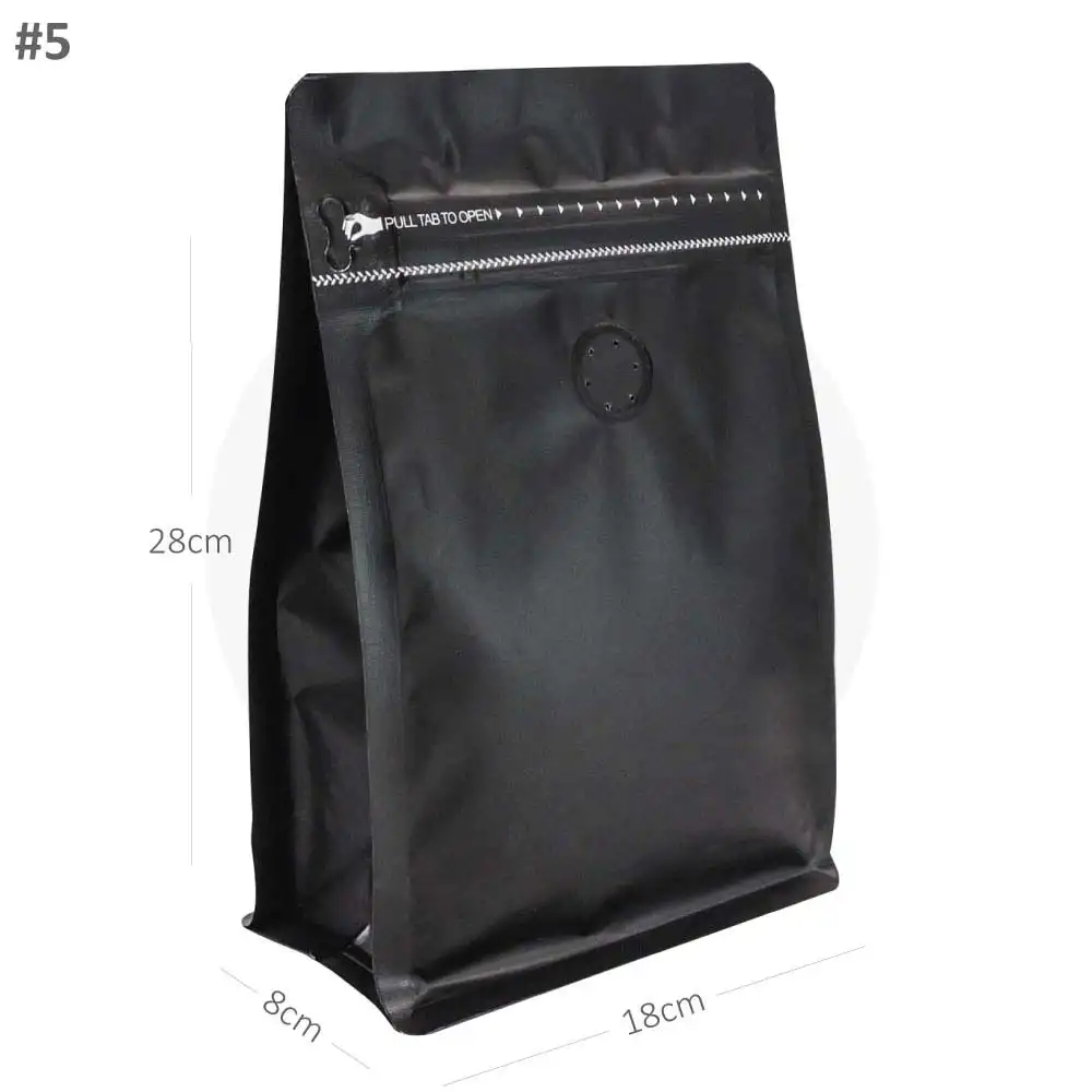 [new202] #5 Black Flat Bottom Ziplock Valve Bag 300/ctn
