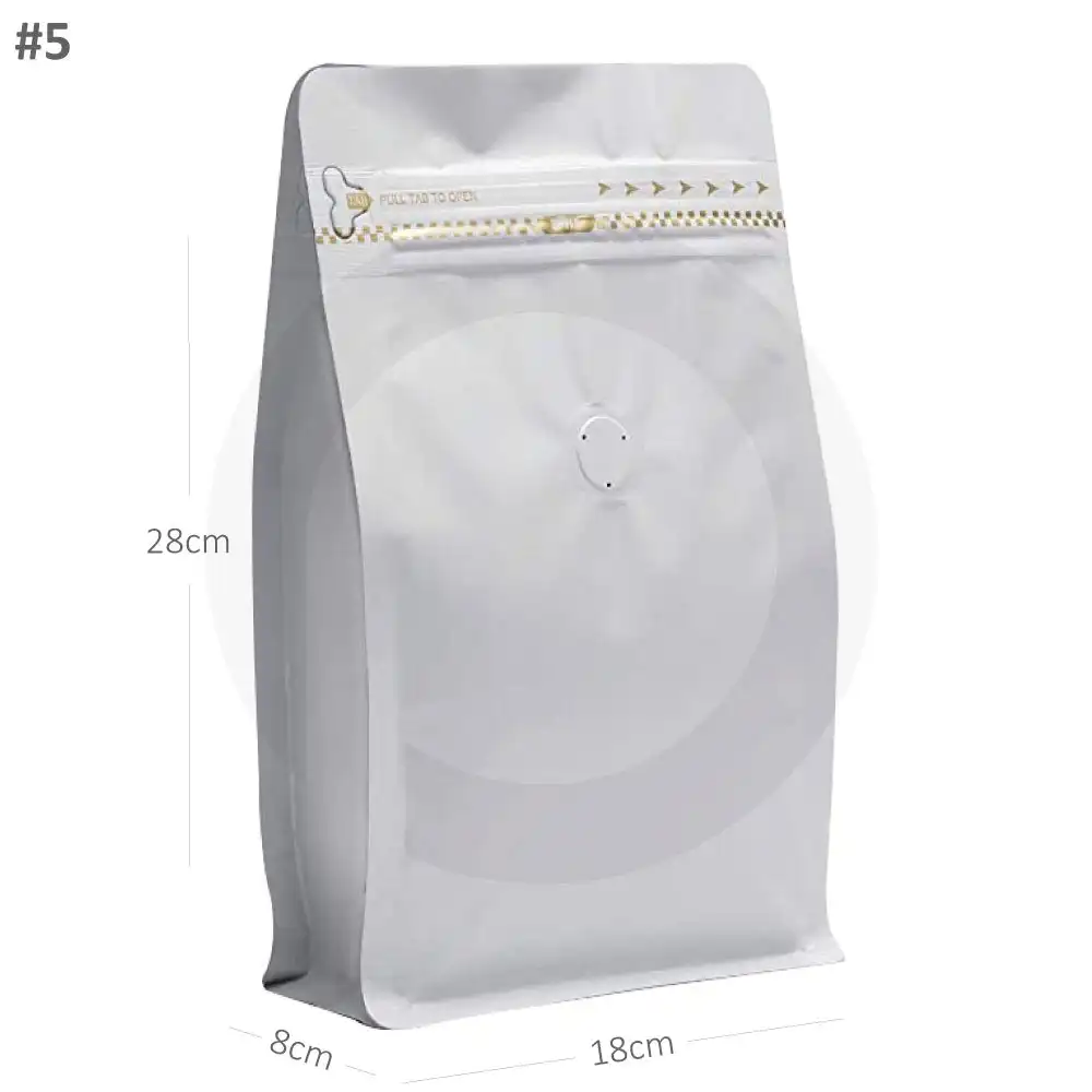 [new214] #5 White Flat Bottom Ziplock Valve Bag 250/ctn