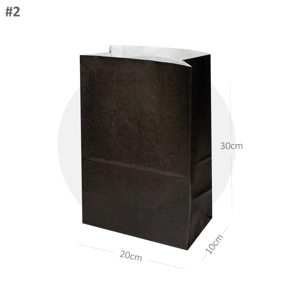 [new306] Black - #2 White Paper No Handle Bag 200/ctn