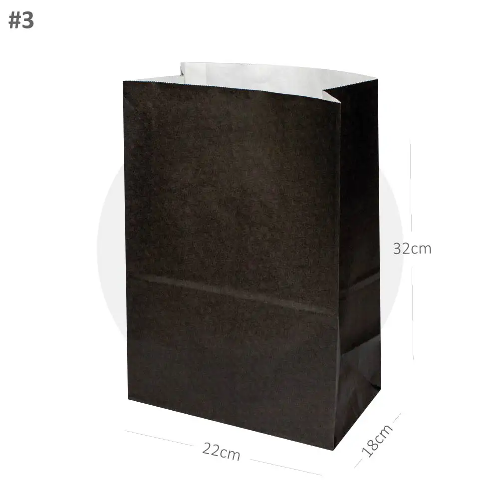 [new307] Black - #3 White Paper No Handle Bag 200/ctn