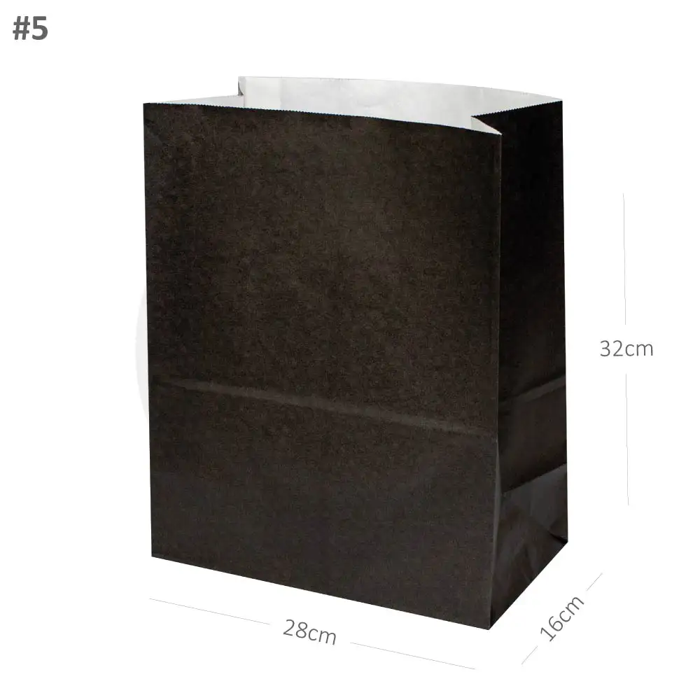 [new308] Black - #5 White Paper No Handle Bag 200/ctn