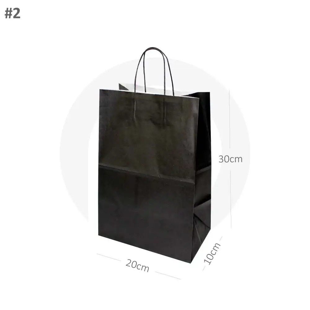 [new315] Black - #2 White Paper Twisted Handle Bag 200/ctn