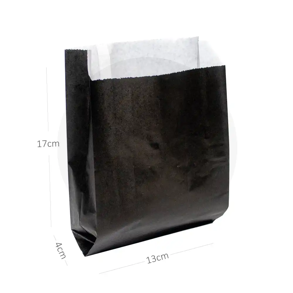 [076004] Black - #3 Satchel White Paper Bag 1000/ctn