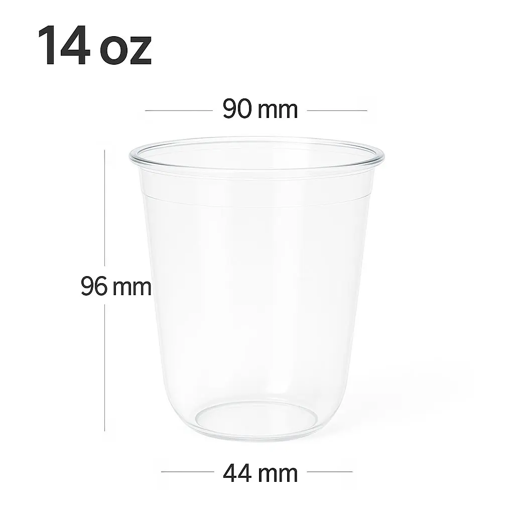 [392028] 14oz/400ml PET Plastic U Shape Cup 1000/ctn 