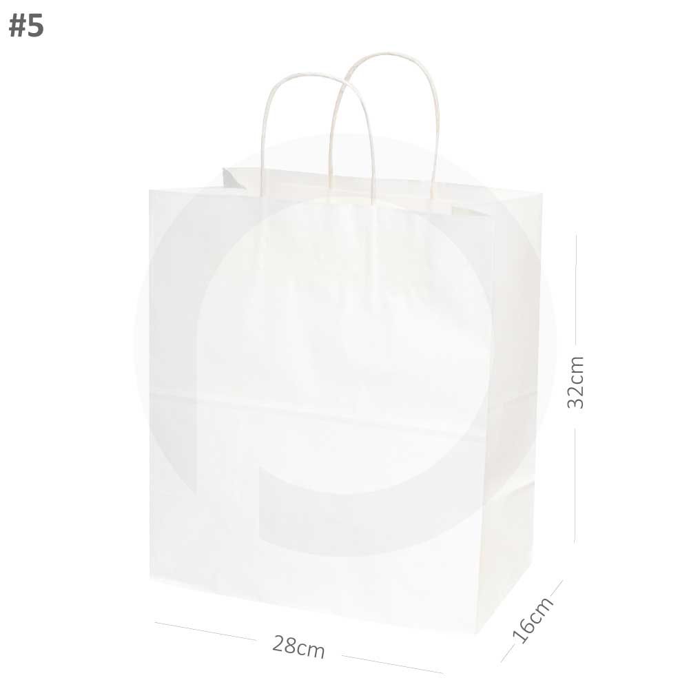 [042065] #5 White Paper Twisted Handle Bag 200/ctn
